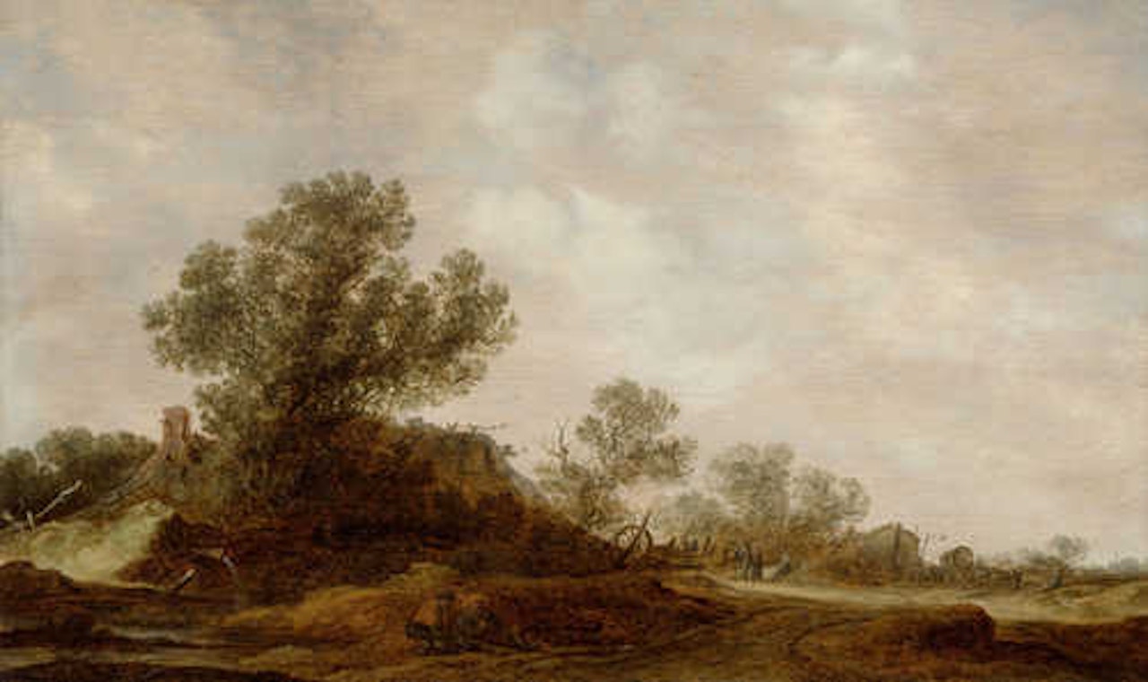 Figures before an inn along a wayside by Jan van Goyen