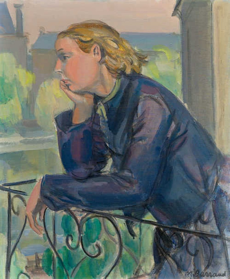 Sur le balcon. by Maurice Barraud