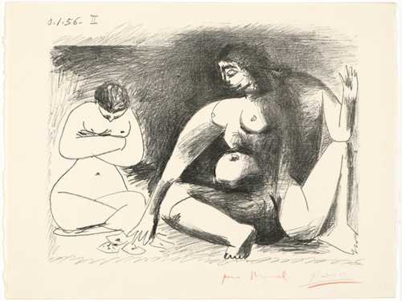 Deux femmes accroupies by Pablo Picasso