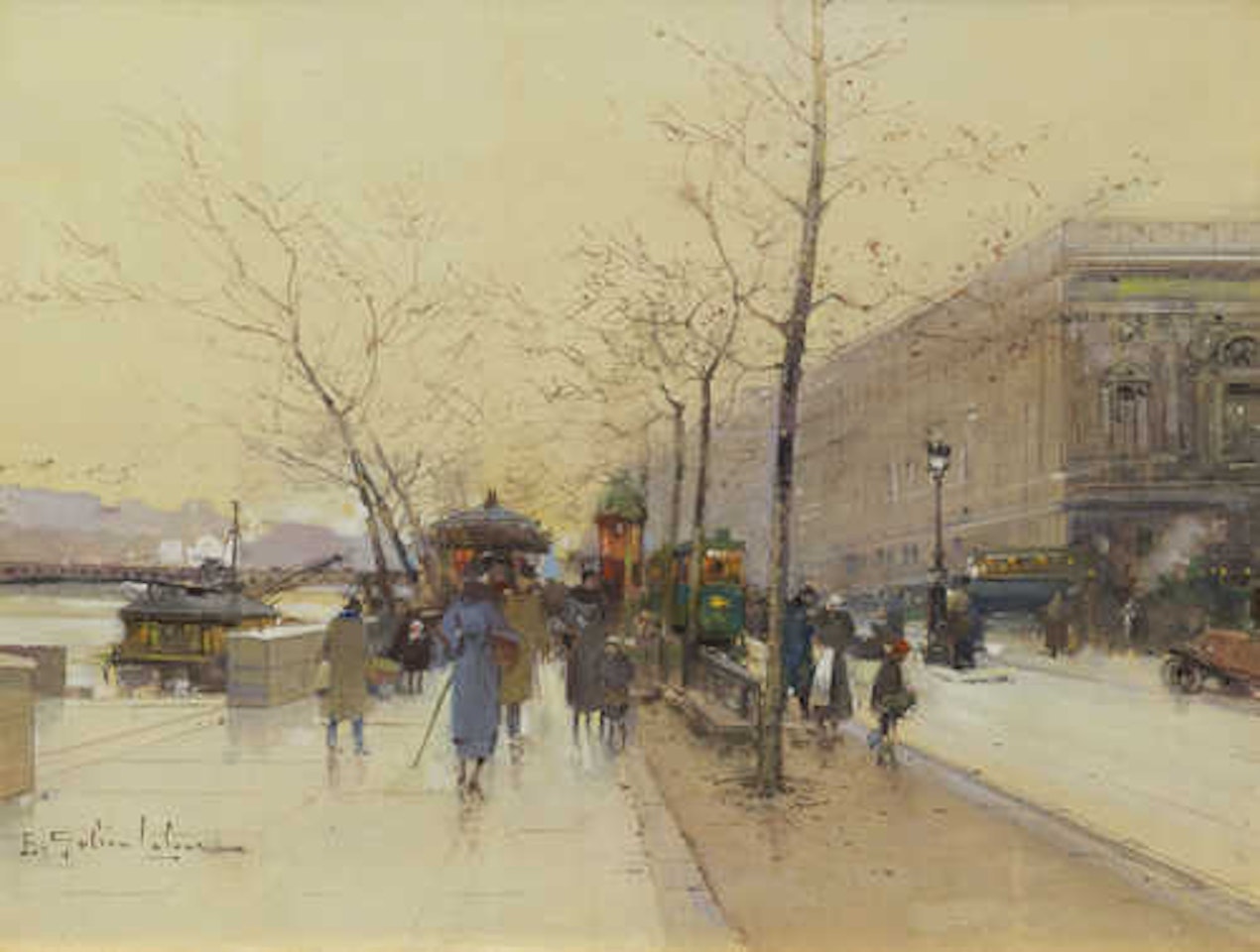 Quai du Louvre, Paris. by Eugene Galien-Laloue
