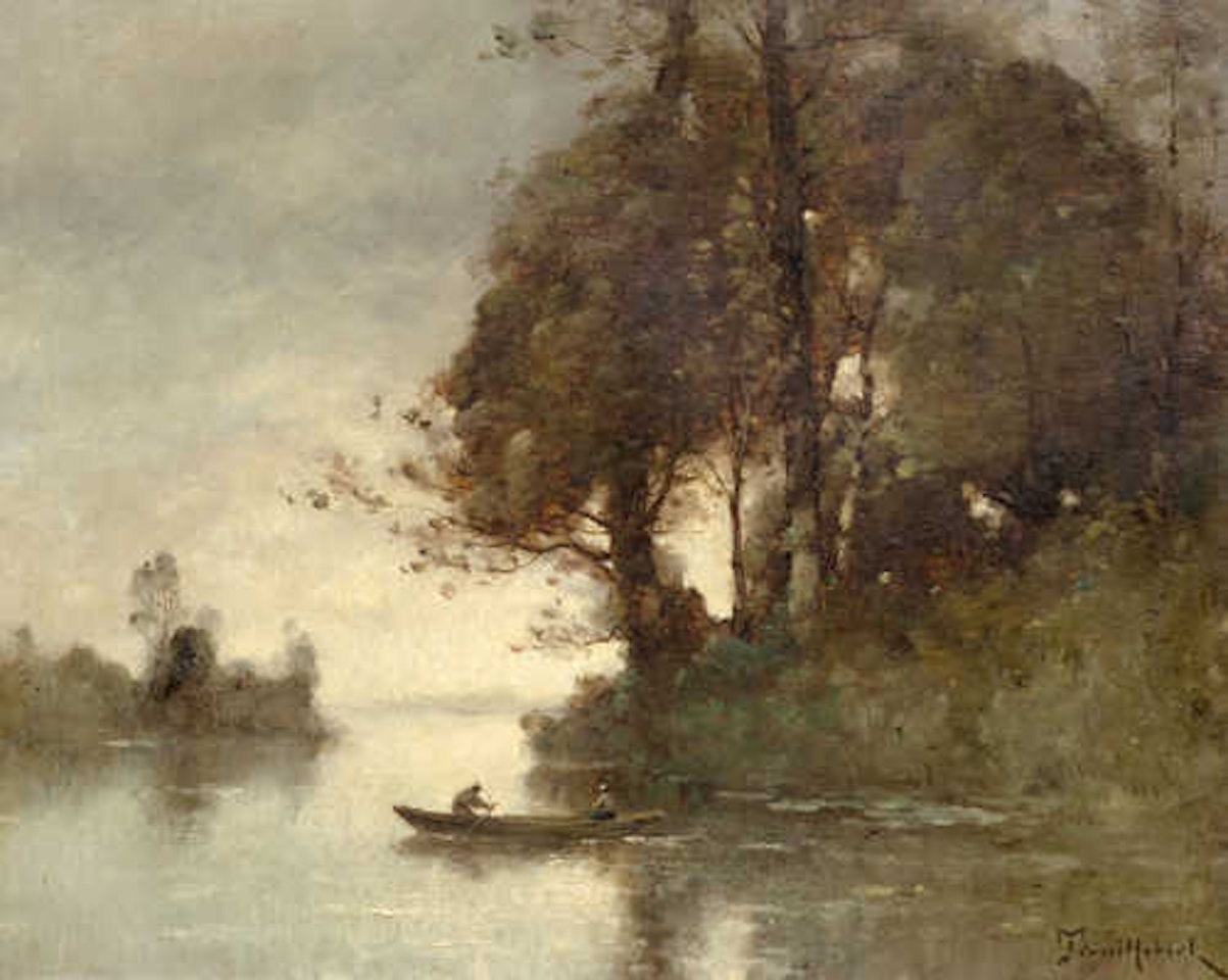 Le soir au bord de la Vienne. by Paul Désiré Trouillebert