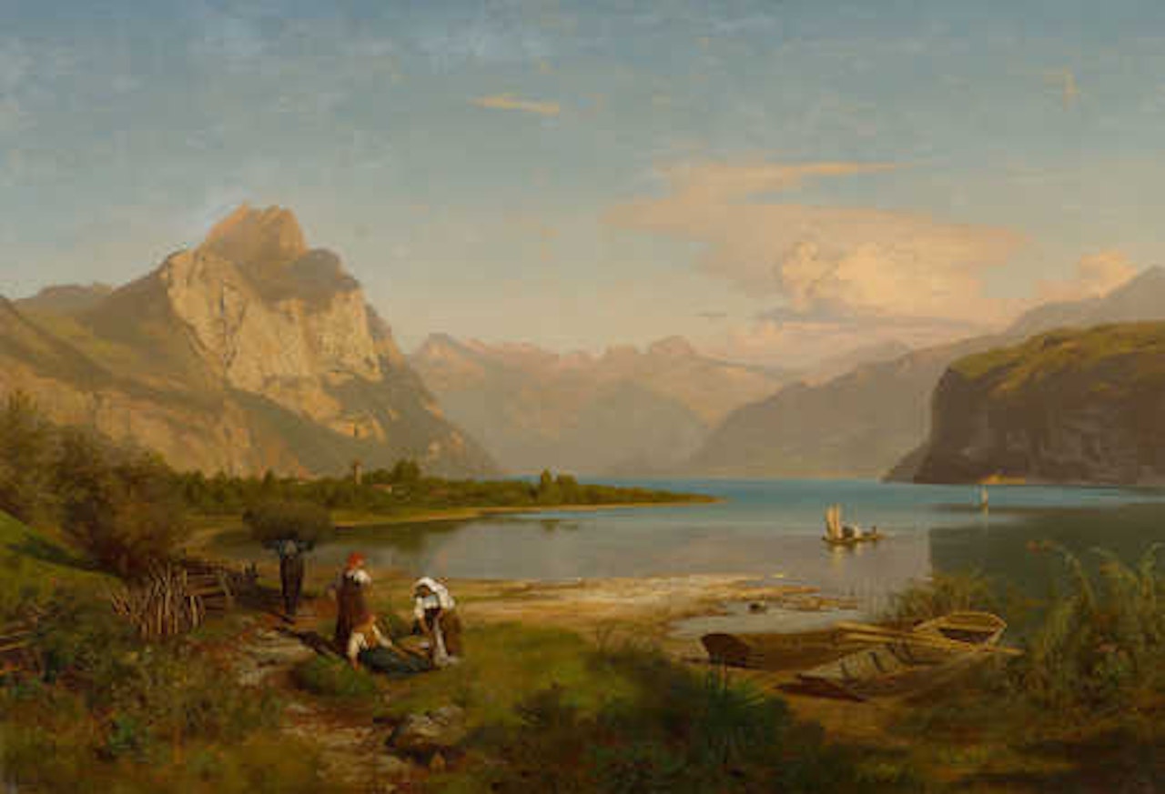 Walensee. View from Weesen towards Sargans by August Wilhelm Leu