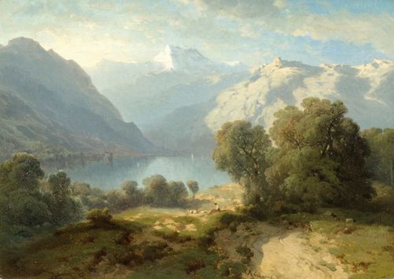 View of Dents du Midi and Lake Geneva by Alexandre Calame