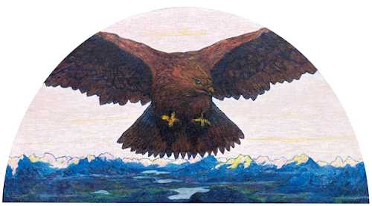 Eagle with the landscape of Engadine by Giovanni Giacometti