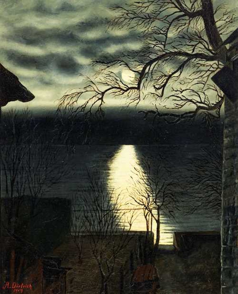 Full moon over Lake Constance by Adolf Dietrich