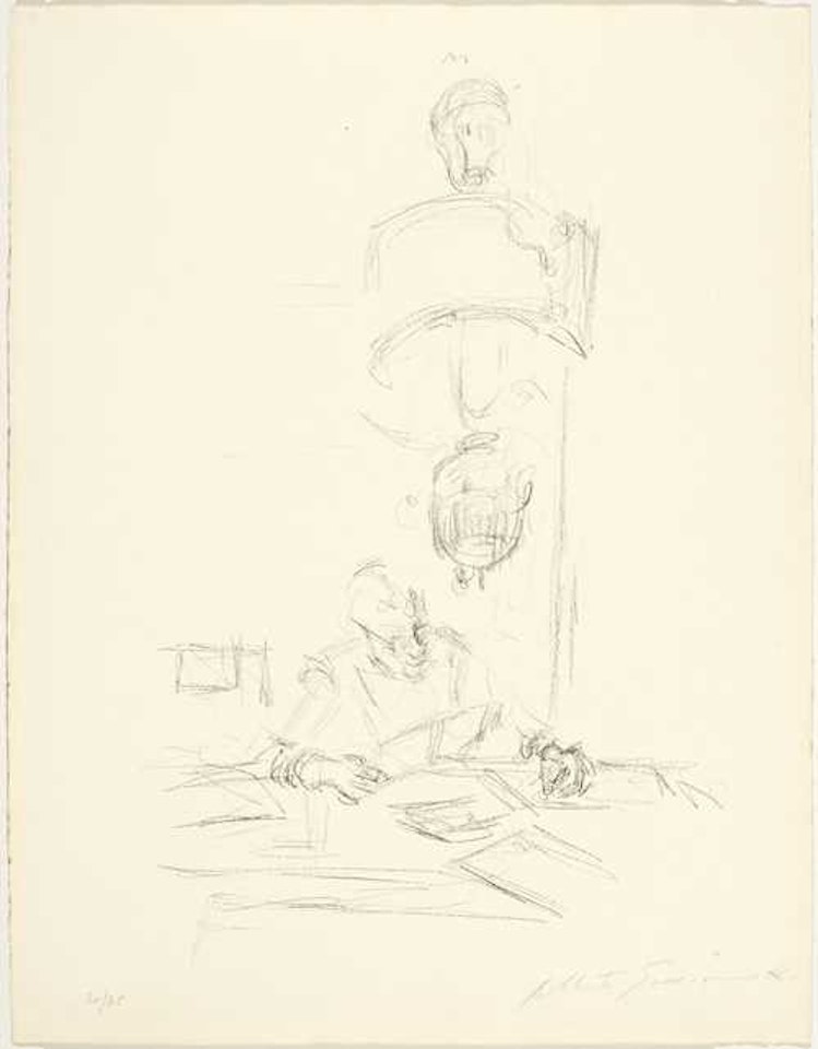 La mère de l"artiste lisant sous la lampe à Stampa II by Alberto Giacometti