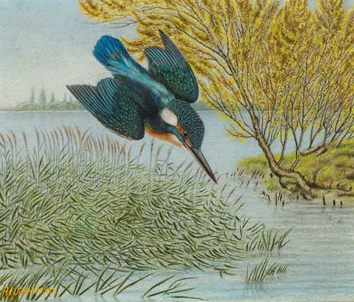 Eisvogel über dem See by Adolf Dietrich