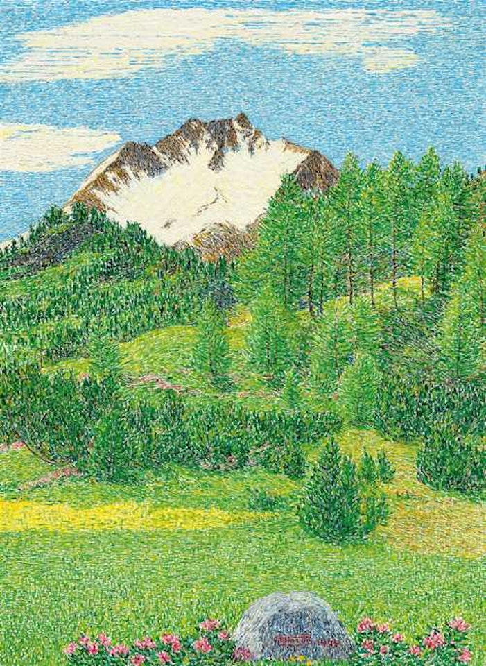 Engadiner Sommerlandschaft; (summer landscape in the Engadine) by Gottardo Segantini