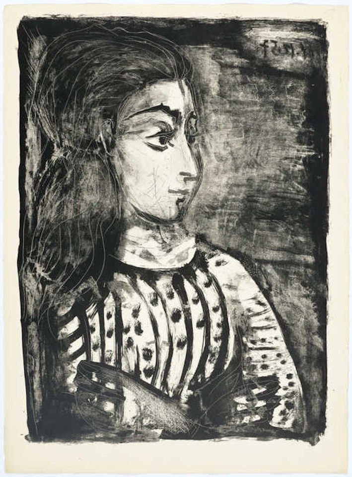 Jacqueline de profil (Buste de femme au corsage blanc) by Pablo Picasso