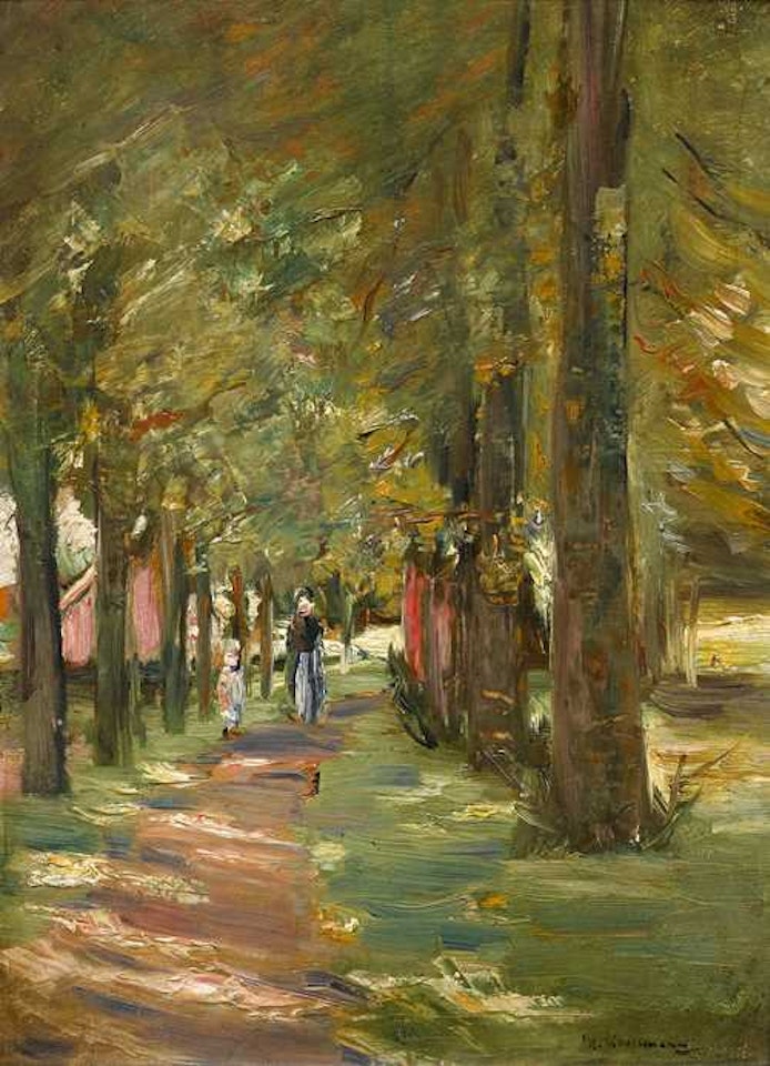 Allee mit Frauenfigur und Kind (Avenue with female figure and child) by Max Liebermann