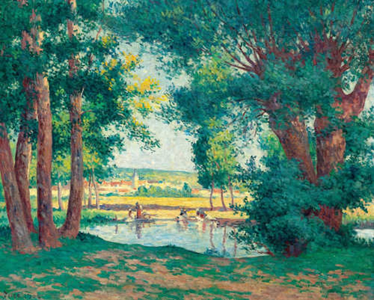 Bessy-sur-Cure, les lavandières au bord de l"eau by Maximilien Luce