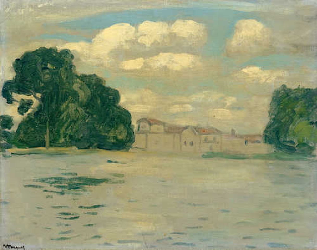 Maisons sur l"eau à Samois. by Albert Marquet