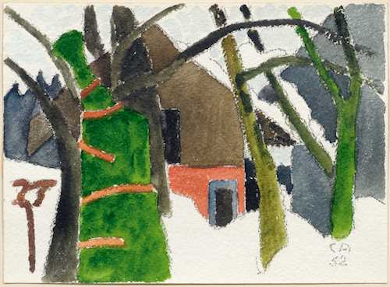 Small landscape with house and trees by Cuno Amiet