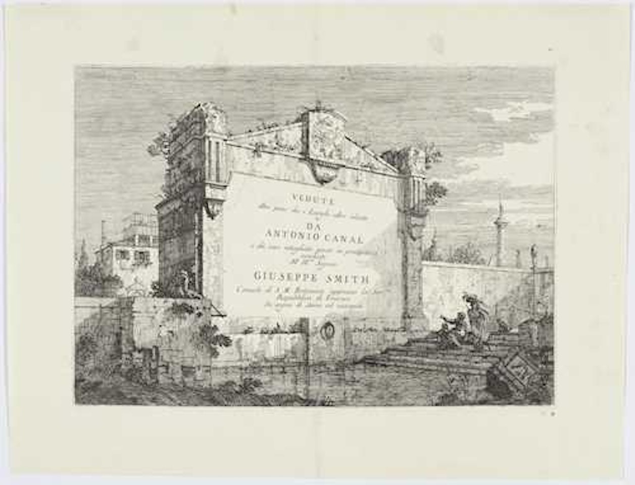Title sheet for "Vedute Altre prese da i Luoghi altre ideate" by Canaletto