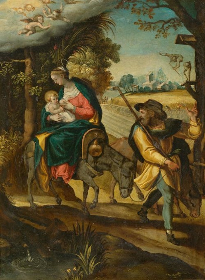 The Holy Family on the Flight into Egypt by Flemish School