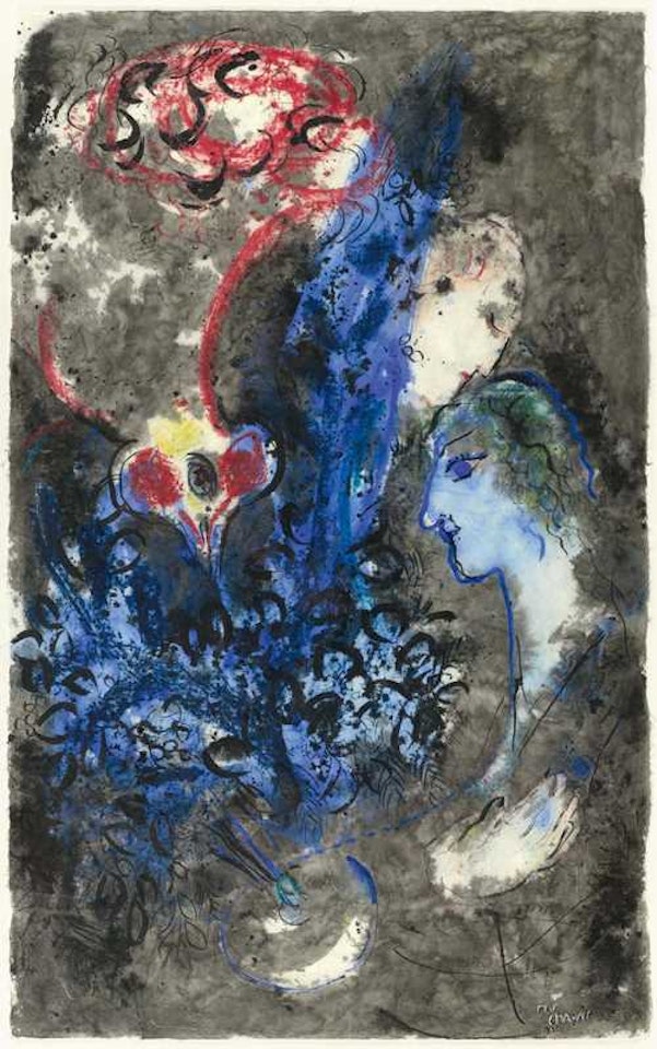 Le coq et les deux visages by Marc Chagall