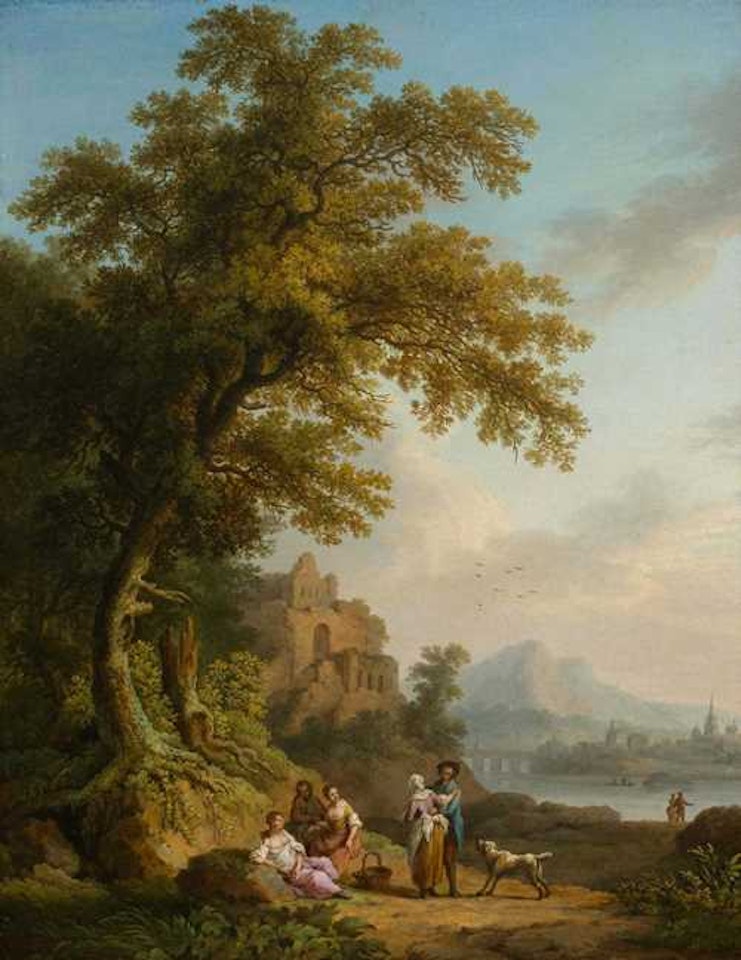 Pair of works: View of Château Gaillard and the Seine /View of ruins by a river (the Seine) by Jacob Philipp Hackert