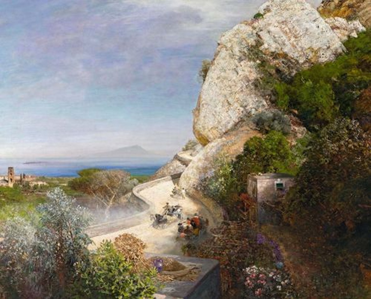 Kap Orlando, Strasse zwischen Sorrent & Castellamare (Kap Orlando, street between Sorrent & Castellamare) by Oswald Achenbach