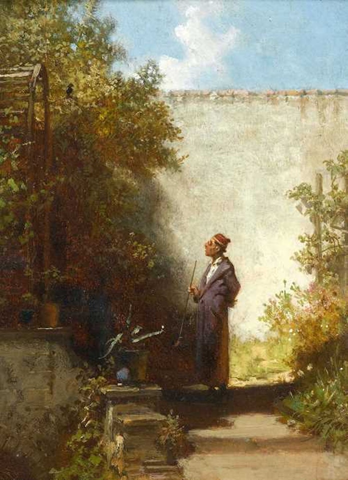 In the garden-the philosopher by Carl Spitzweg