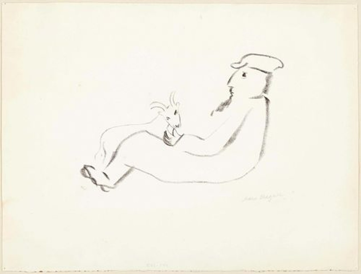 L"homme assis à la chèvre by Marc Chagall