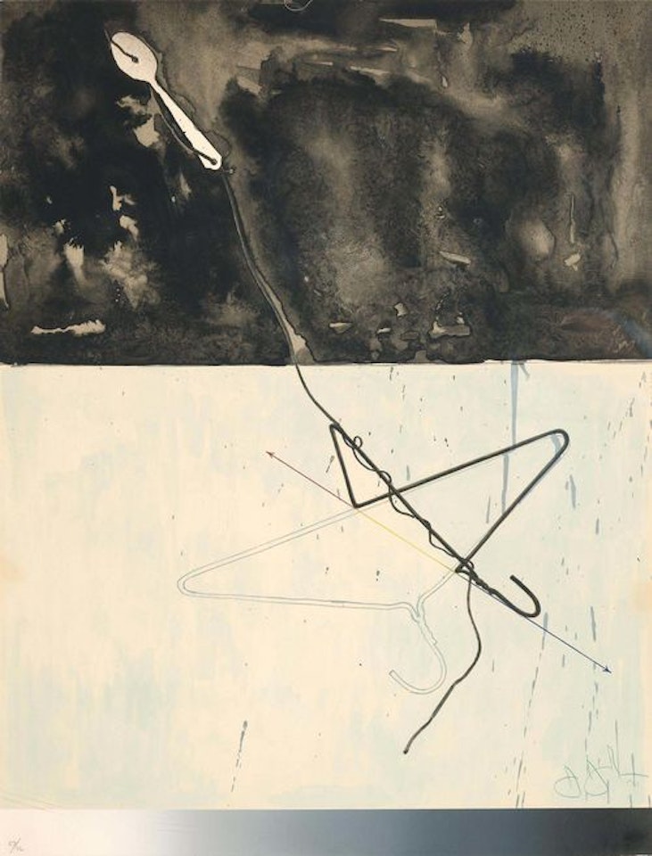 Coat hanger and spoon by Jasper Johns