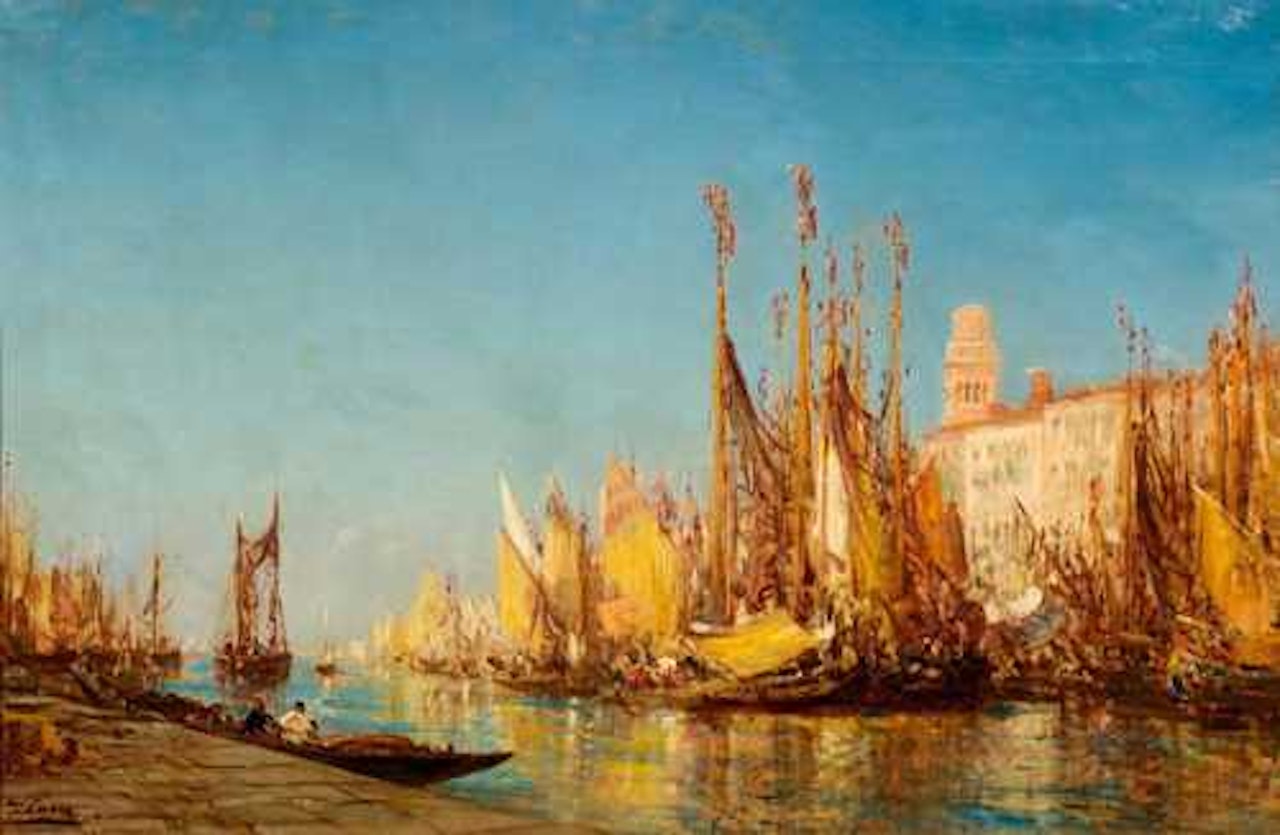 View of a canal in Venice by Félix Ziem