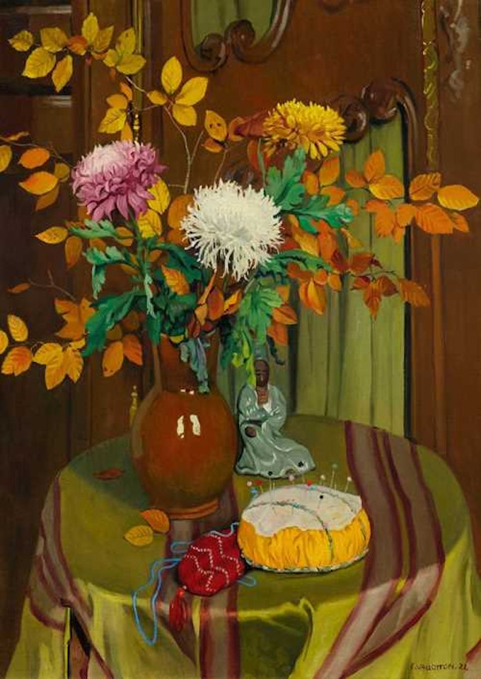 Chrysanthèmes et feuillage d"automne by Félix Vallotton