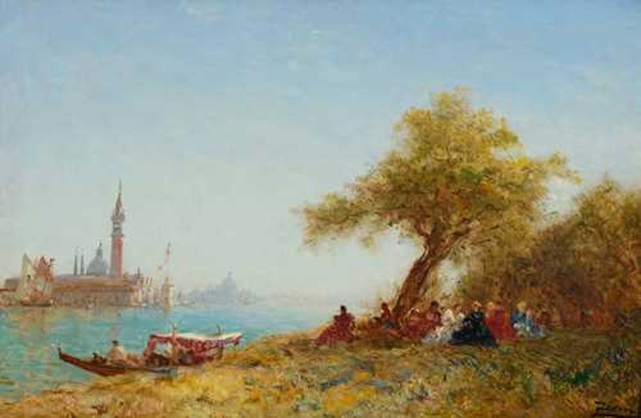 "Repos sous les arbres près de Venise" by Félix Ziem