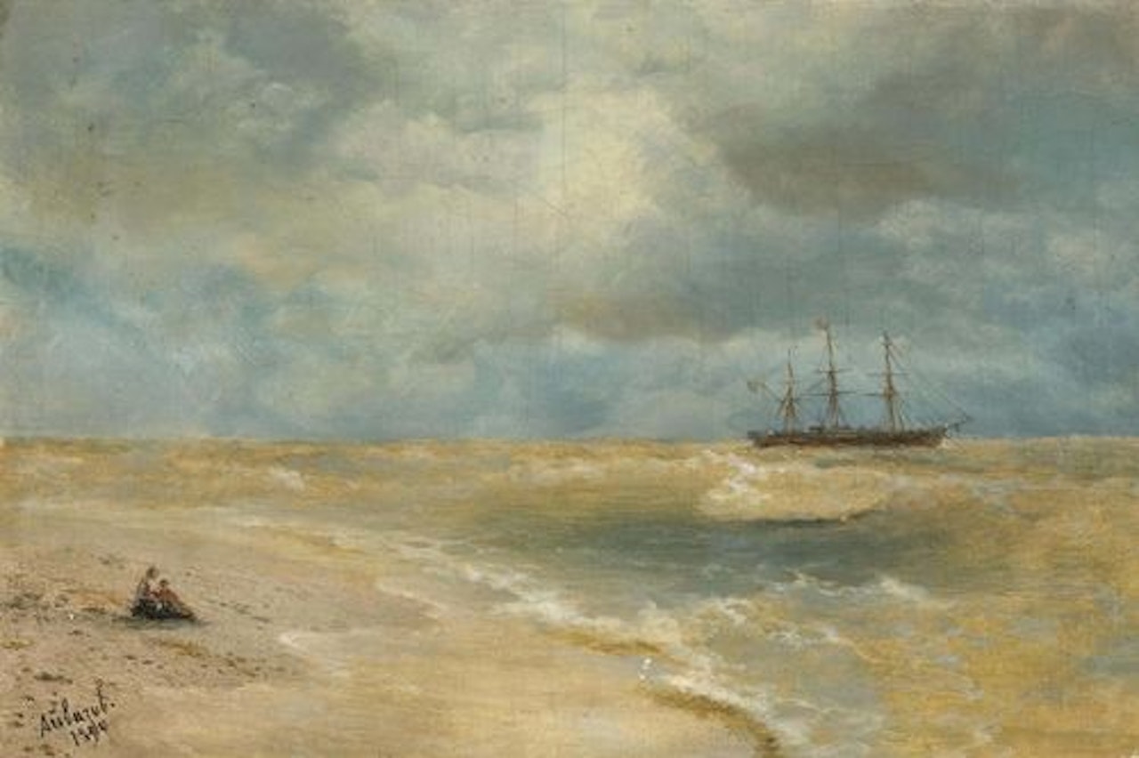 Seascape with sailing ship by Ivan Konstantinovich Aivazovsky