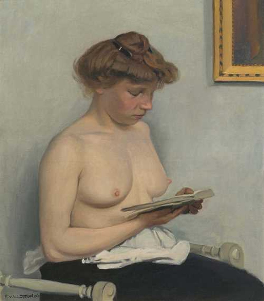 Femme torse nu, lisant by Félix Vallotton
