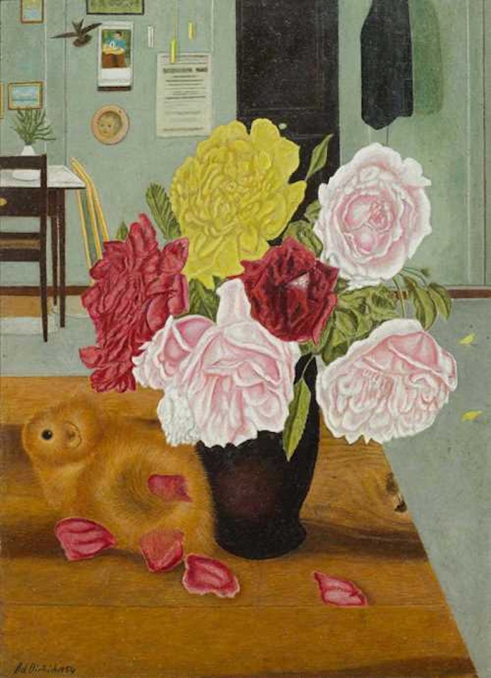 Rosenstrauss mit Meerschweinchen by Adolf Dietrich