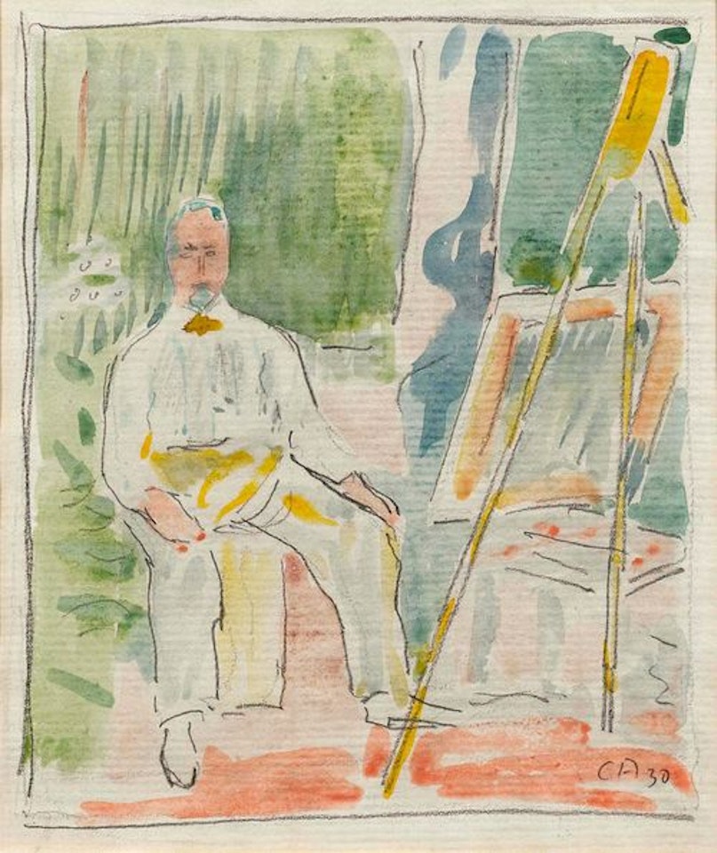 Selbstbildnis im Garten vor der Staffelei by Cuno Amiet
