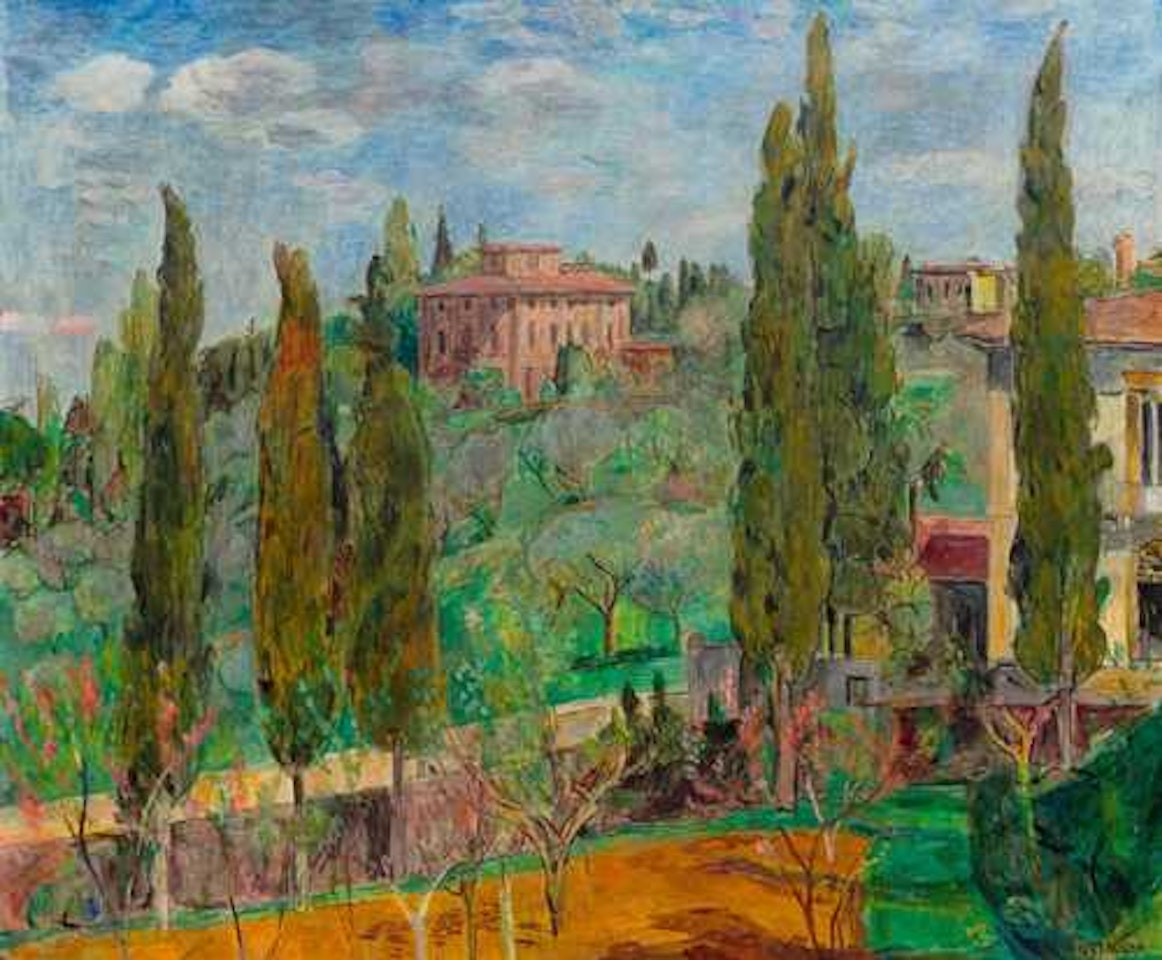 Blick auf die Villa Bitthäuser, Florenz by Hans Purrmann