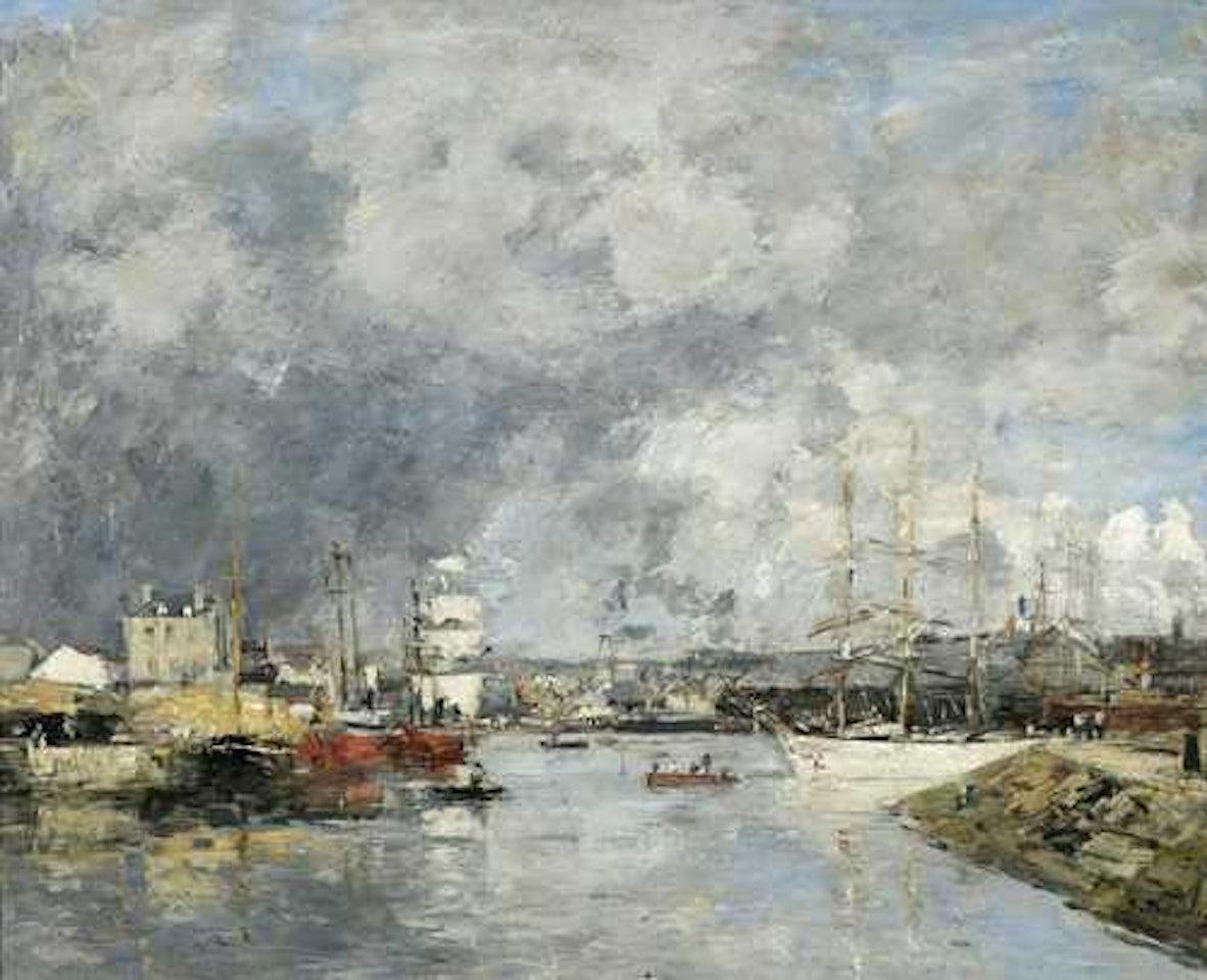 The port of Dieppe. by Eugène Boudin
