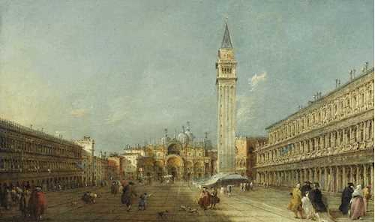 Piazza San Marco with view over towards the Basilica by Francesco Guardi