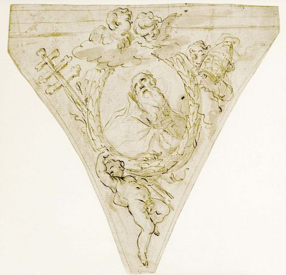 Church dignitary with insignia and putti by Gaspare Diziani
