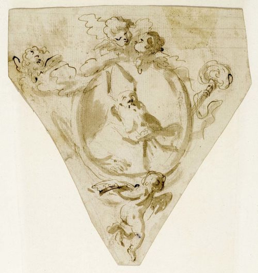 Church dignitary with insignia and putti by Gaspare Diziani