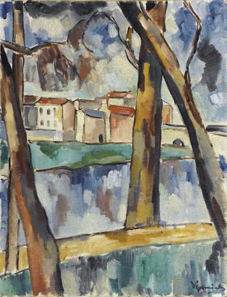 Village view with trees by Maurice de Vlaminck