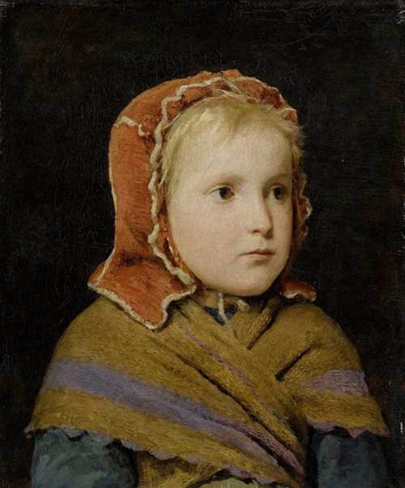 Girl with red hood by Albert Anker