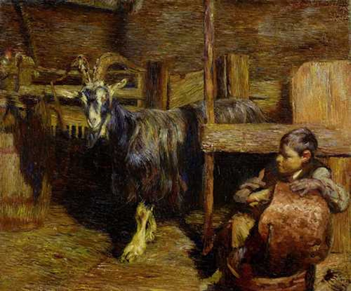 In the goat stable by Giovanni Giacometti