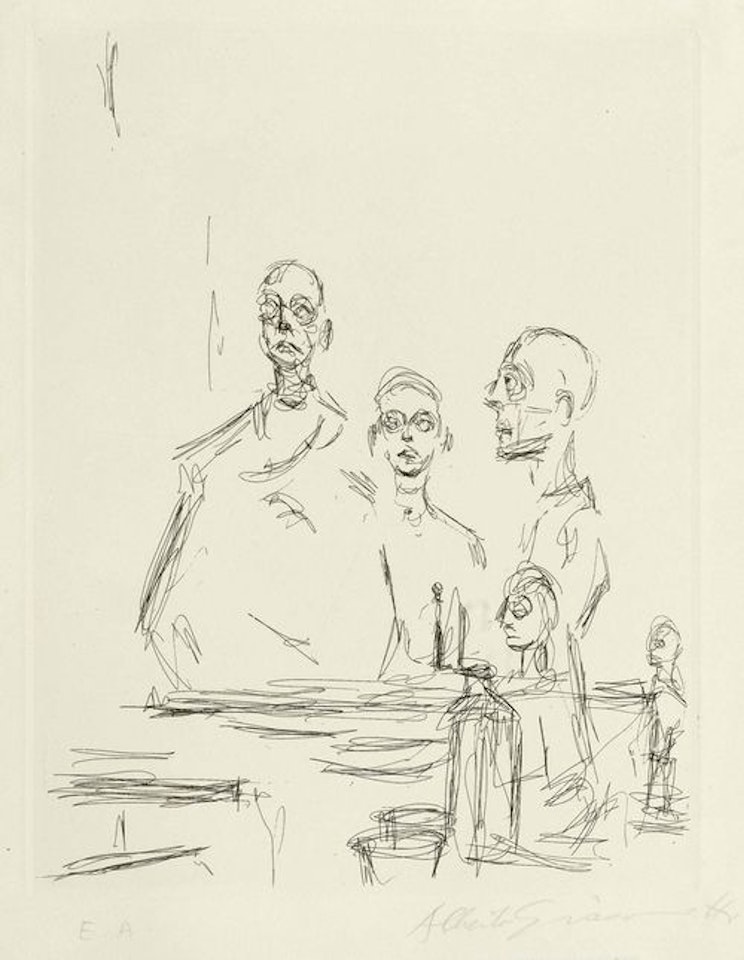 Sculptures in the studio by Alberto Giacometti