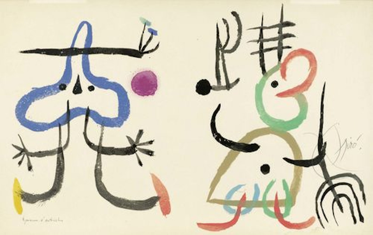 Sheet thirteen from the album "L"enfance d"Ubu" by Joan Miró
