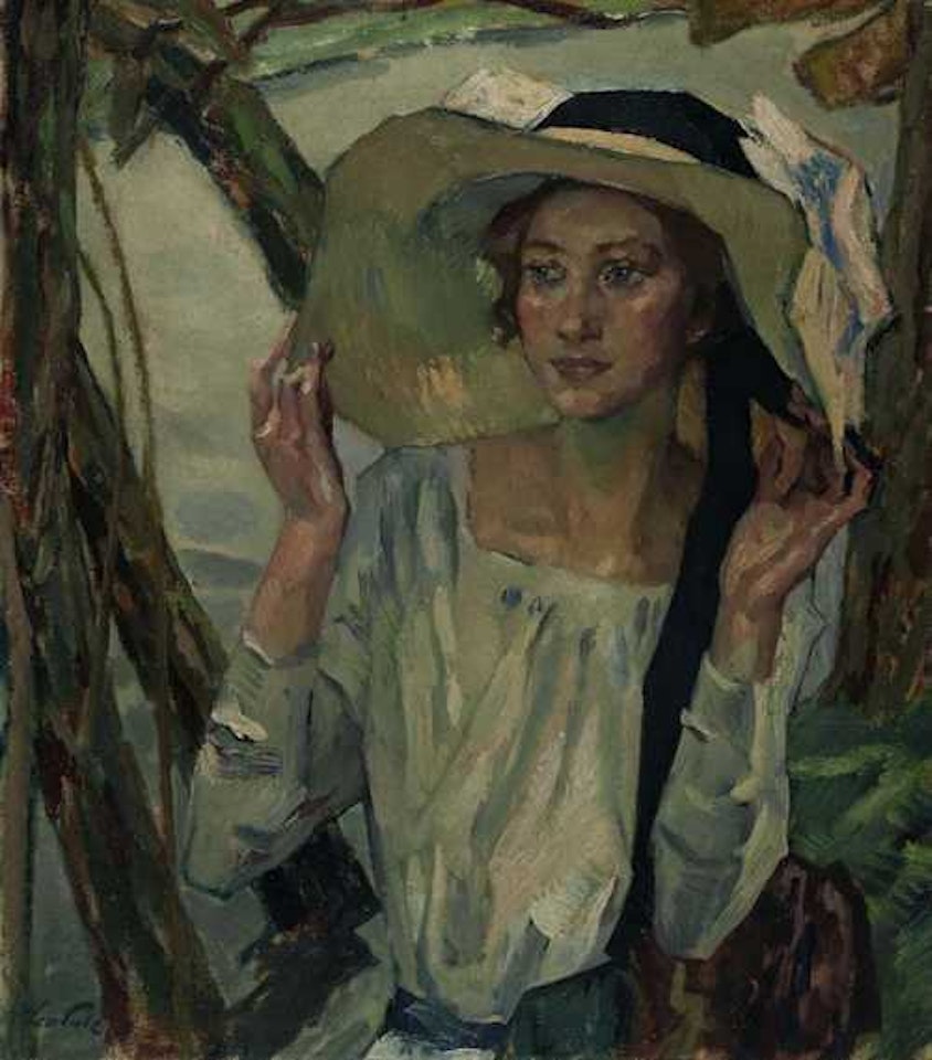 Lady with Florentine hat by Leo Putz