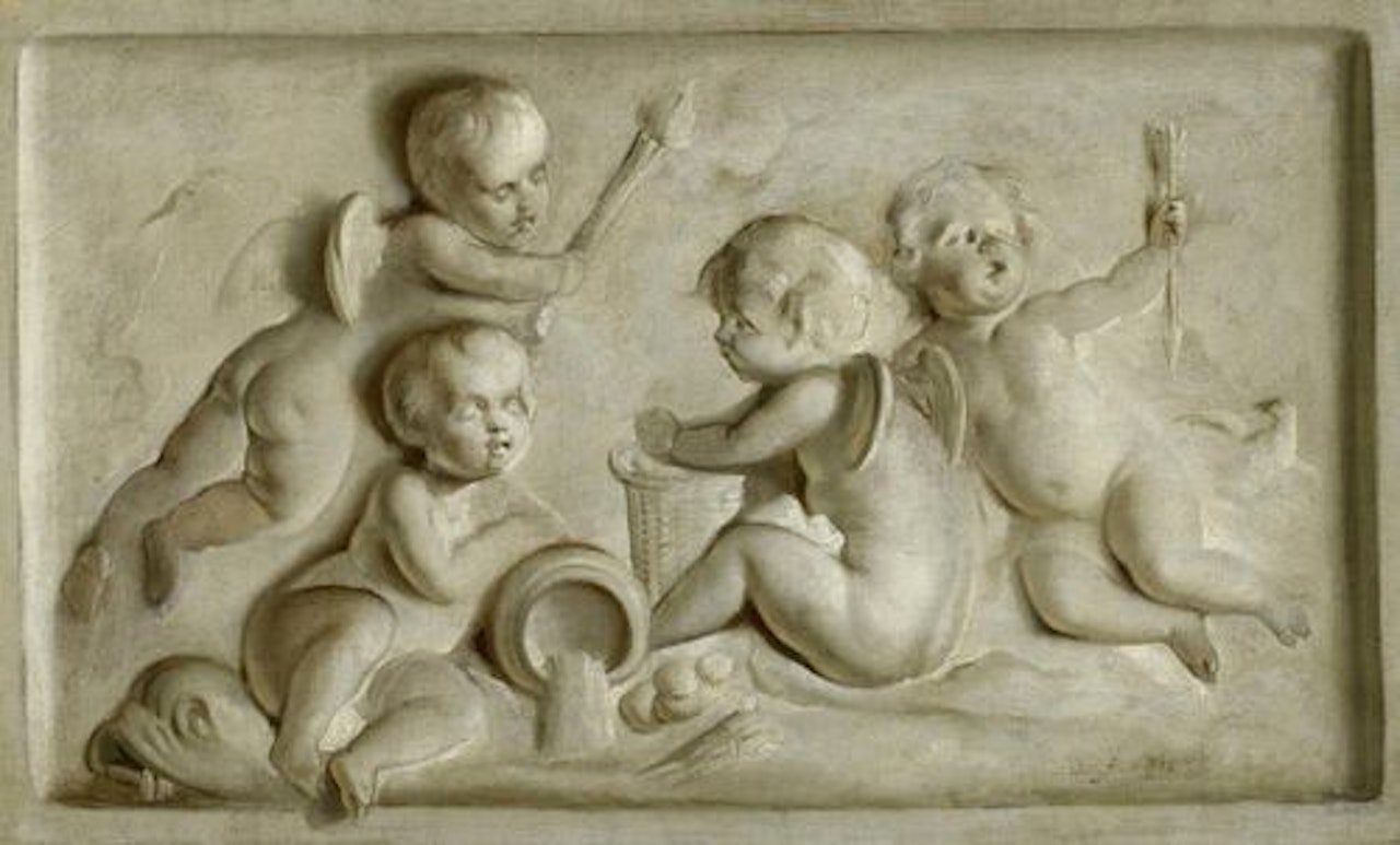 Allegory of the four elements: grisaille with putti by French School