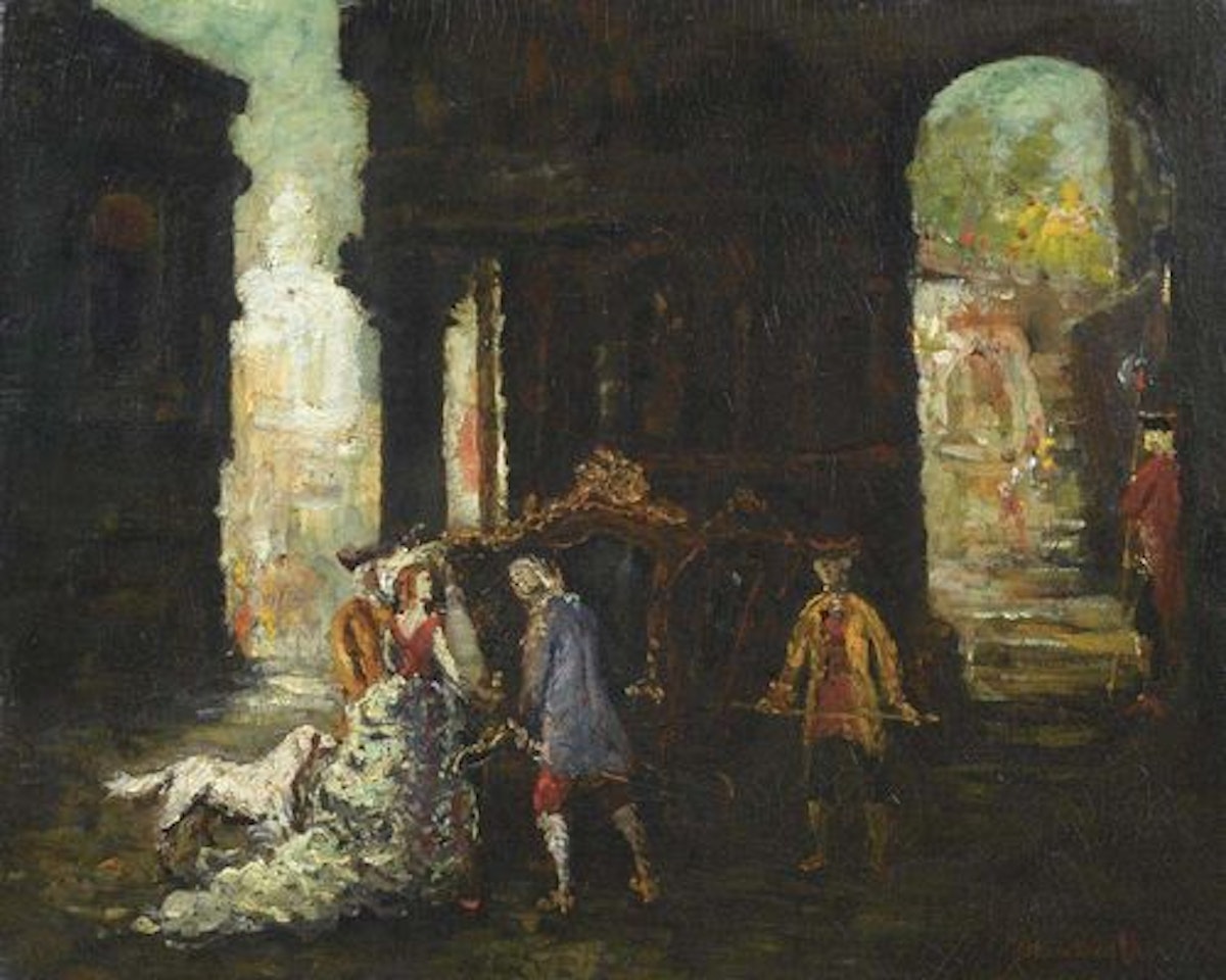 Le départ by Adolphe Monticelli