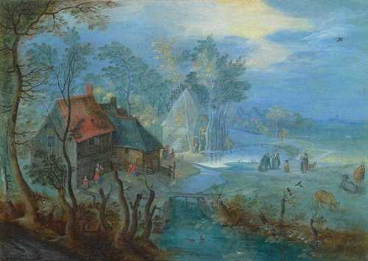Peasant houses at a stream by Jan Brueghel the Younger