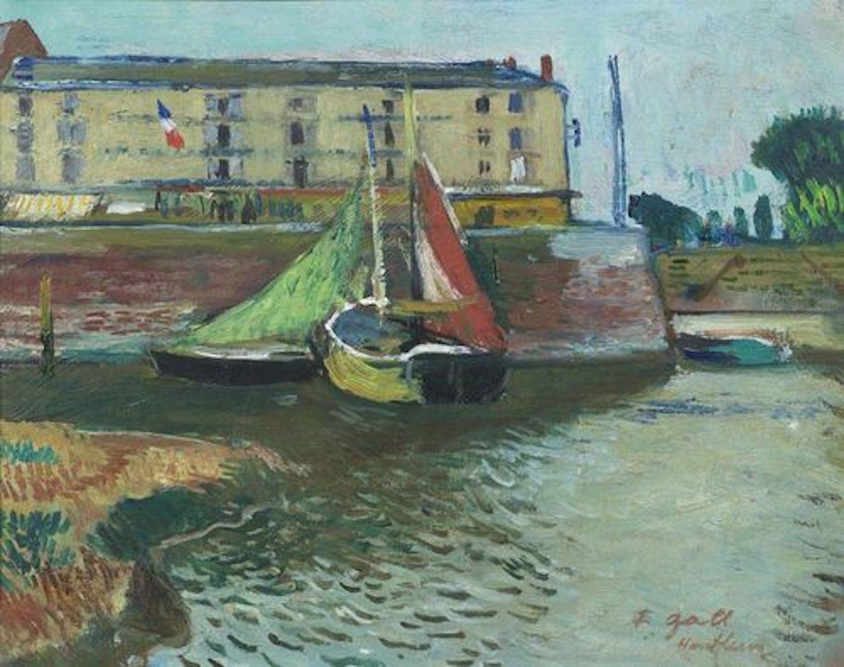 Barques at the entrance to Port de Honfleur by François Gall