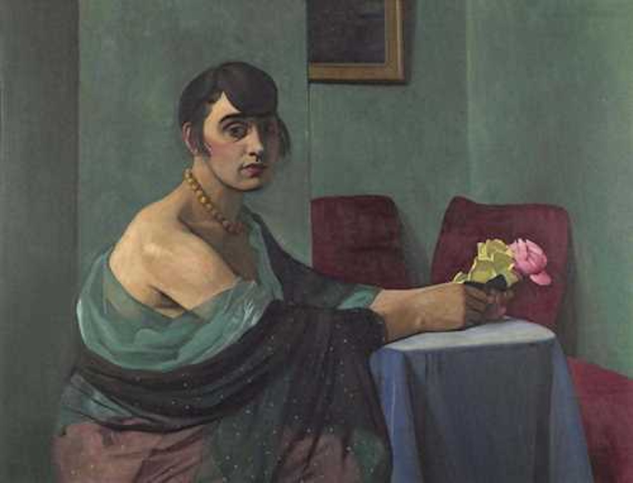 Young girl with roses by Félix Vallotton