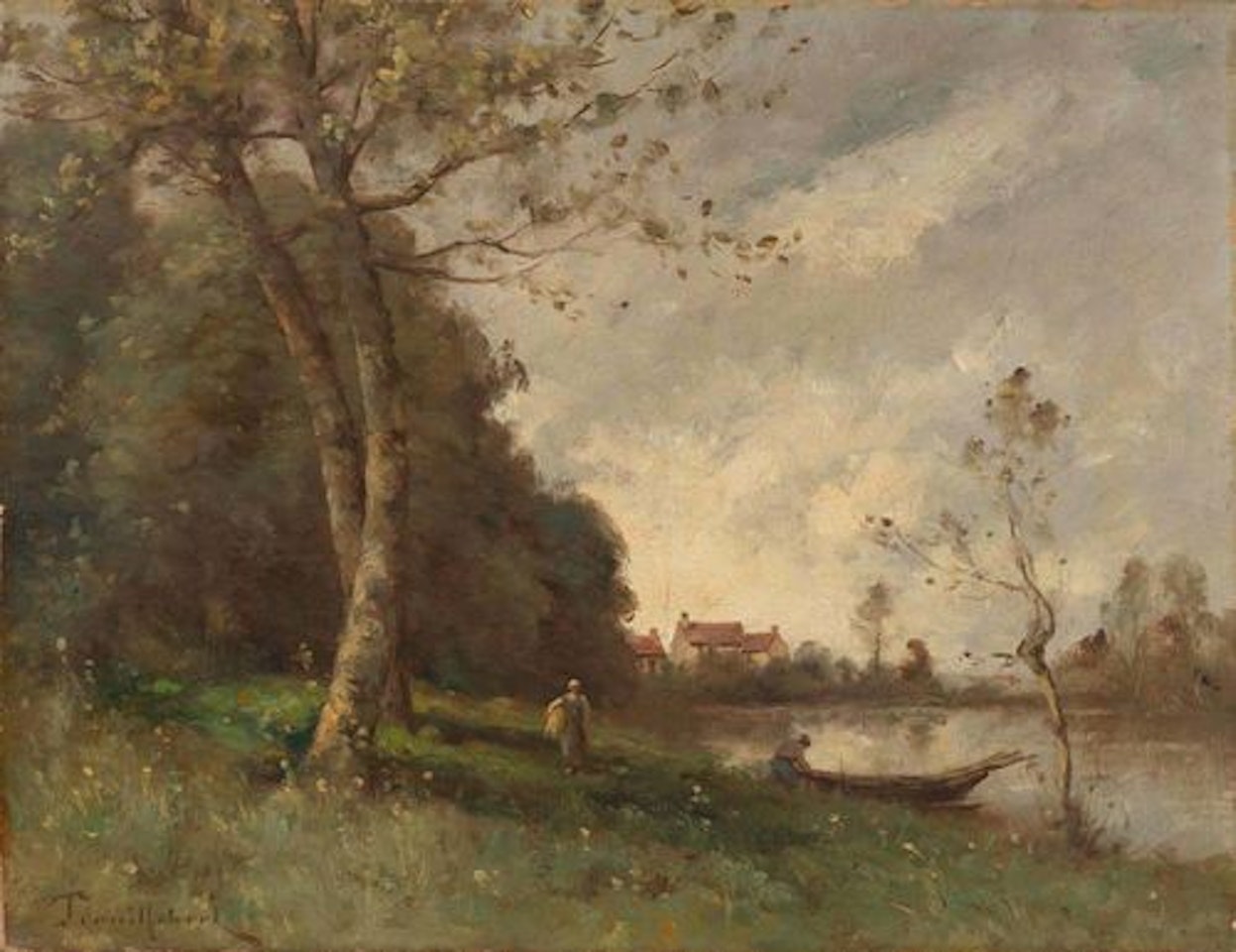 Batalier amarrant sa barque by Paul Désiré Trouillebert