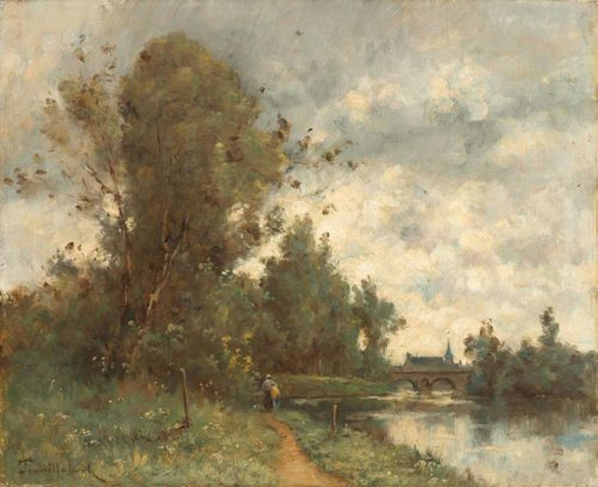 Paysanne au bord de la rivière by Paul Désiré Trouillebert